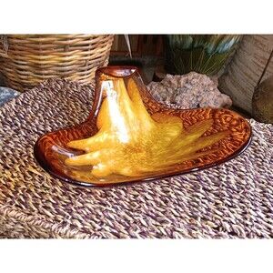 Murano Amber Glass MCM Style Decorative Bowl 9x9
